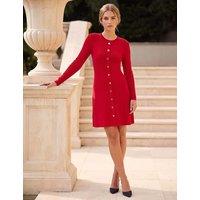 Roman Knitted Button Dress Red Mix