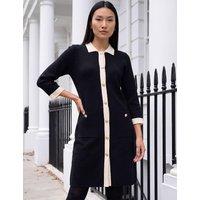 Roman Contrast Collar Knitted Dress Black Mix