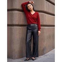 Roman Leather Look Pintuck Trousers Black Mix