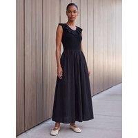 Roman Frill Detail Midi Dress Black Mix