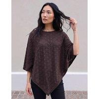 Roman Textured Collared Cape Top Chocolate