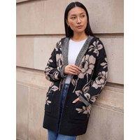 Roman Floral Hooded Cardigan Black Mix
