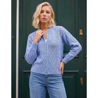 Roman Petite Cable Knit Cardigan Blue Mix