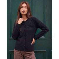 Roman Floral Corsage Cardigan Black Mix