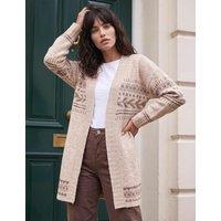 Roman Patterned Belted Cardigan Beige Mix