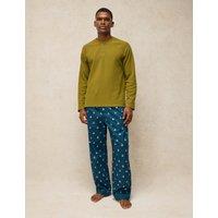 White Stuff Pure Cotton Printed Pyjama Bottoms Teal