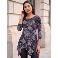 Roman Floral Collared Top Purple Mix