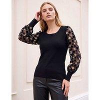 Roman Polka Dot Knitted Top Black