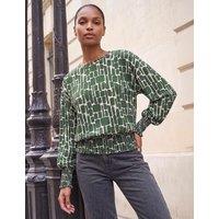Roman Geometric Shirred Top Khaki Mix