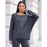 Roman Embellished Feather Ankle Grazing Top Grey Mix