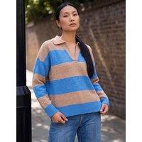 Roman Striped Collared Jumper Blue Mix