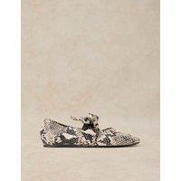 White Stuff Darla Leather Slip On Flatform Pumps Natural Mix