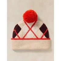 White Stuff Argyle Beanie with Wool Natural Mix