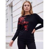 Roman Rayon Rich Sequin Floral Jumper Red Mix