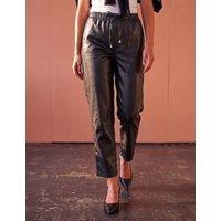 Roman Petite Leather Look Drawstring Trousers Black Mix