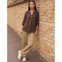 Roman Button Detail Shirt Brown Mix