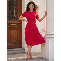 Roman Petite Textured Midi Skater Dress Red Mix