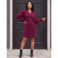 Roman Petite Cable Knit Dress Burgundy Mix
