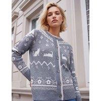 Roman Cat Jacquard Cardigan Grey Mix
