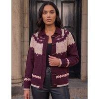 Roman Heart Jacquard Cardigan Burgundy Mix