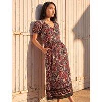 Roman Border Print Dress Copper