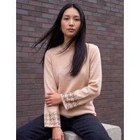 Roman Rayon Blend Embellished Sleeve Jumper Beige Mix