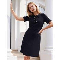 Roman Eyelet Front Knee Length Dress Black Mix
