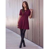 Roman Bow Detail Mini Dress Burgundy Mix