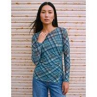 Roman Checked Regular Fit Gathered Top Blue Mix