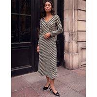 Roman Geometric V Neck Midi Dress Green Mix