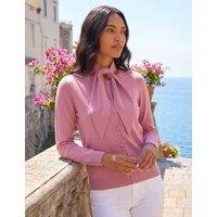 Roman Tie Neck Cardigan Pink Mix