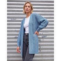 Roman Chunky Cable Knit Cardigan Blue Mix