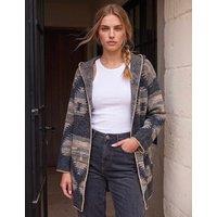 Roman Jacquard Hooded Cardigan Brown Mix
