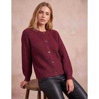 Roman Sparkly Button Front Cardigan Burgundy Mix