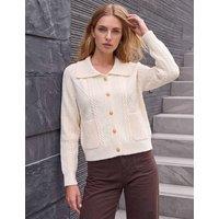Roman Chunky Cable Knit Cardigan Ivory Mix