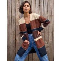 Roman Colour Block Longline Cardigan Brown Mix
