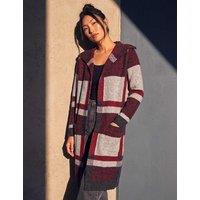 Roman Checked Longline Cardigan Red Mix