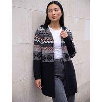 Roman Nordic Pattern Hooded Cardigan Black Mix