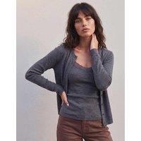 Roman Lace Detail 2 In 1 Cardigan Charcoal Mix