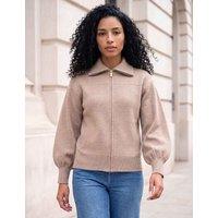 Roman Knitted Bomber Jacket Beige Mix