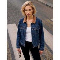Roman Cord Collar Denim Jacket Indigo Mix