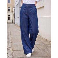 Roman Denim Contrast Stitch Wide Leg Trousers Indigo Mix