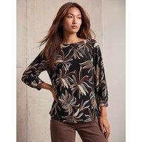 Roman Puff Print Drop Shoulder Top Orange Mix