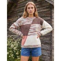 Roman Textured Colour Block Jumper Neutral