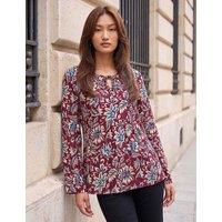 Roman Floral Soft Touch Top Burgundy