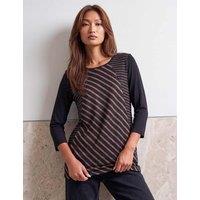Roman Striped Scarf Detail Top Black Mix