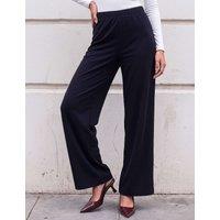 Roman Petite Wide Leg Stretch Trousers Black Mix