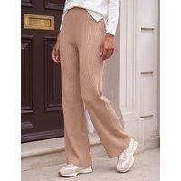 Roman Ribbed Knitted Trousers Camel Mix