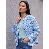 Roman Pure Cotton Floral Quilted Jacket Blue Mix
