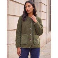 Roman Fleece Pocket Front Cropped Jacket Khaki Mix